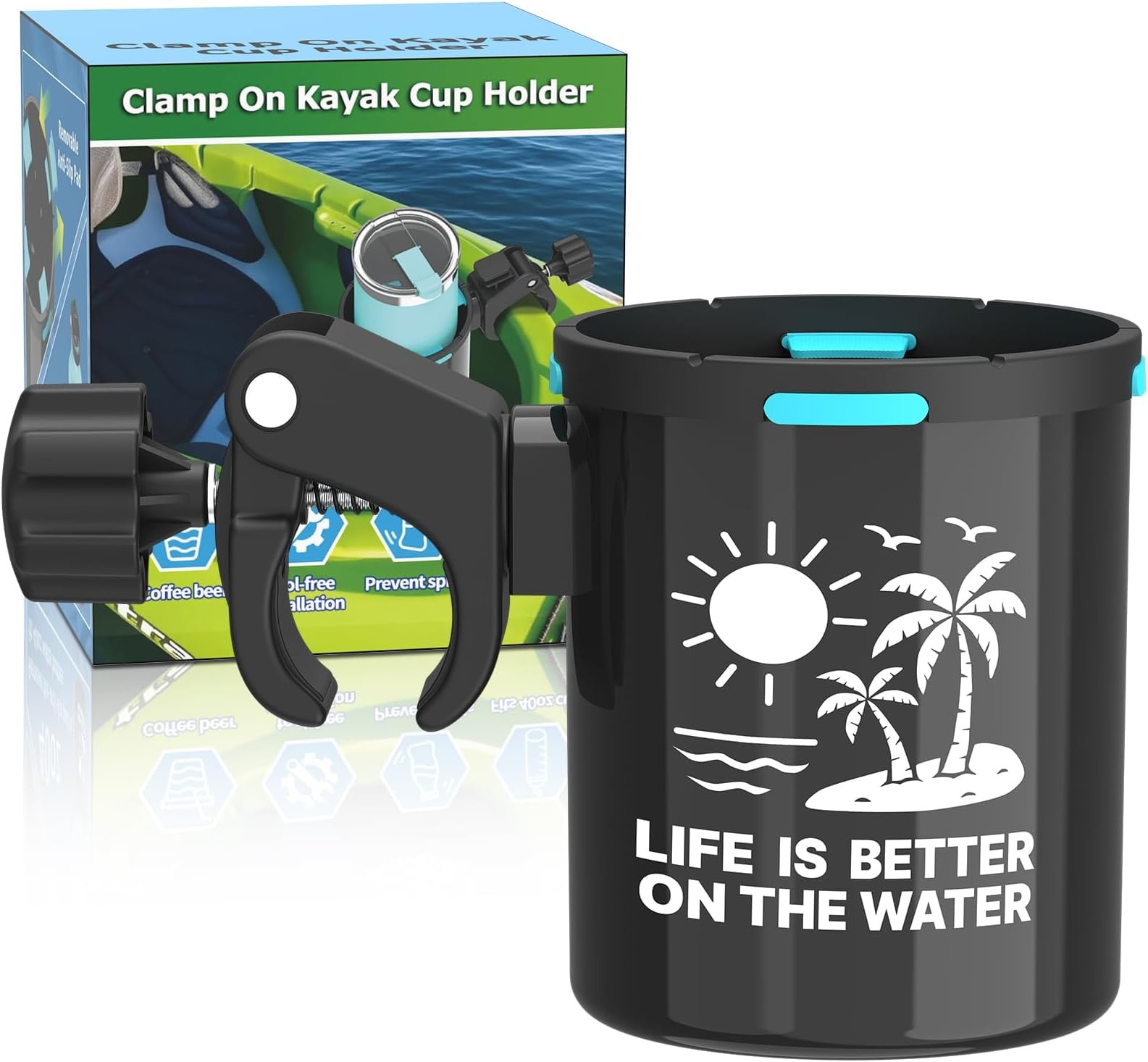 Clamp On Kayak Cup Holder, Adjustable & Tool – Free Installation, Ideal for K…