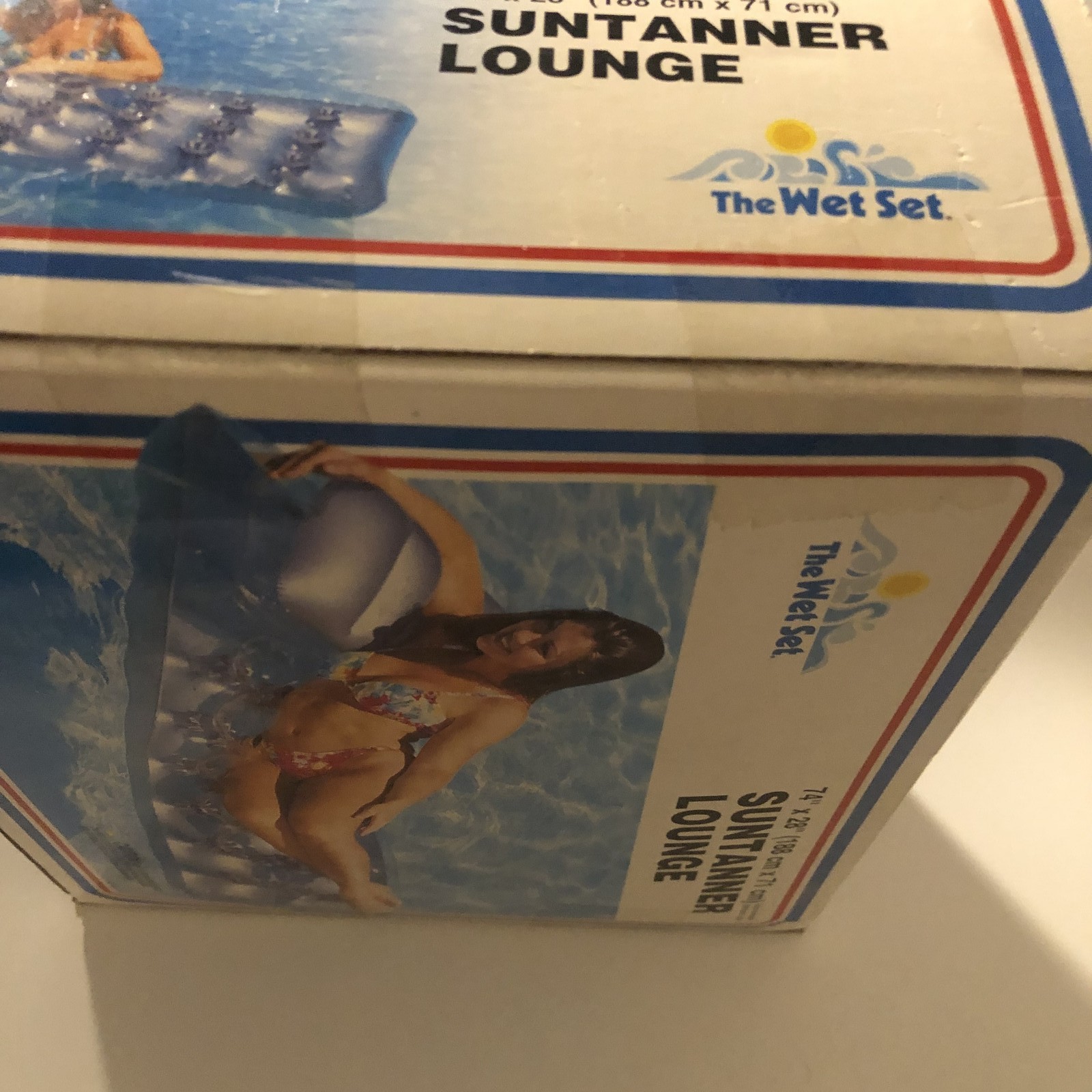 Vintage Intex The Wet Set Suntanner Lounge 74×28 Blue Inflatable Pool Raft 1999