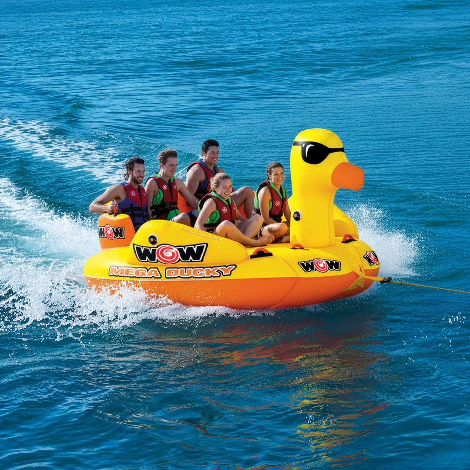 Wow Sports 9.5ft Mega Ducky 5-Person Towable Front Back Tow Points Free Shipping