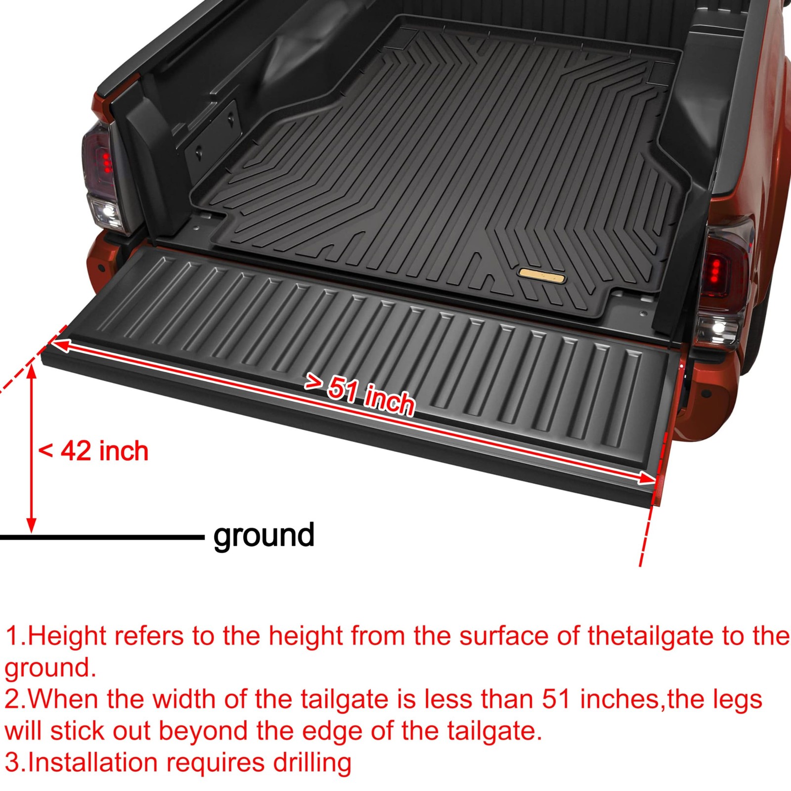 42” Universal Tailgate Ladders for Pickup Truck, Heavy Duty Foldable Pickup …