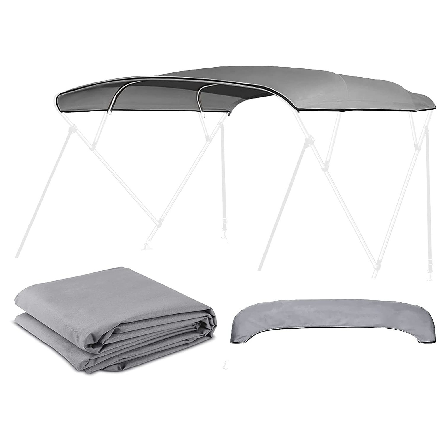 Bimini Top Fabric Replacement Canvas Canopy – 4 Bow Cover for Boat With Stora…
