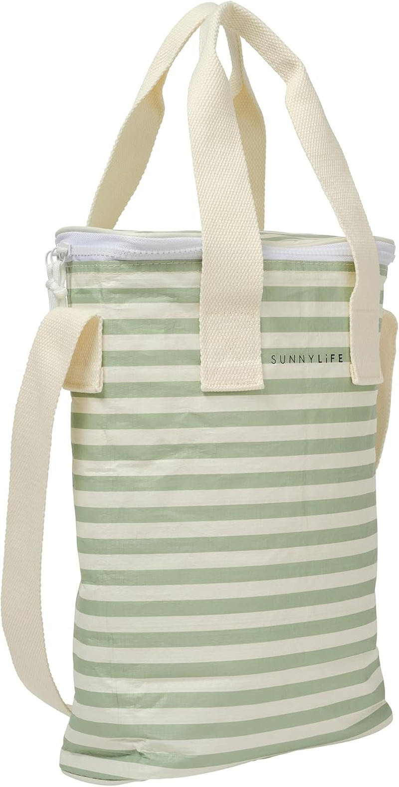 Light Cooler Drinks Bag, Sea Sage Stripe, PP/PEVA/EPE Material, 13.39 X 9.45 X 4