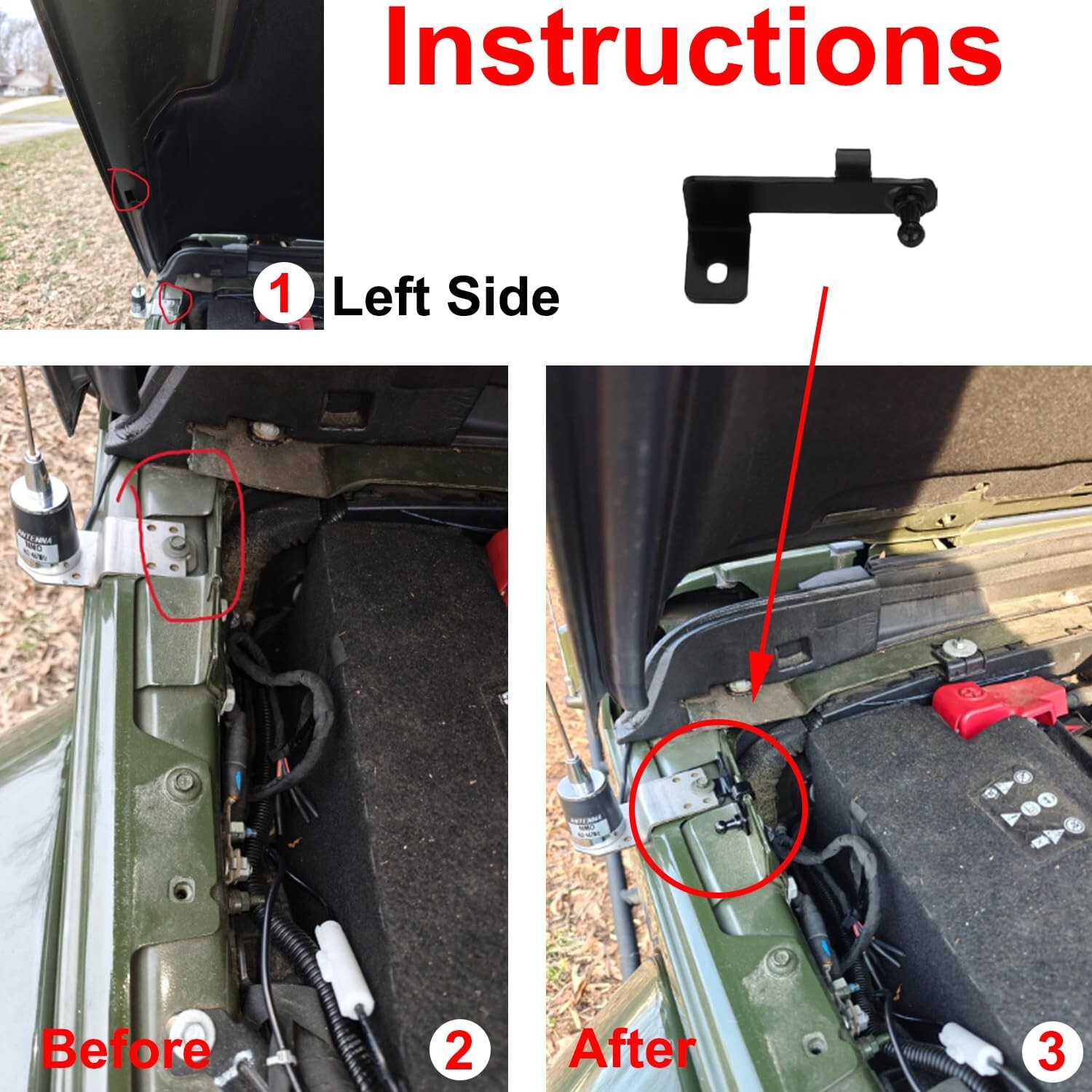 Hood Struts Stainless Steel Bolt-in System Compatible with Wrangler JL 2018-2…