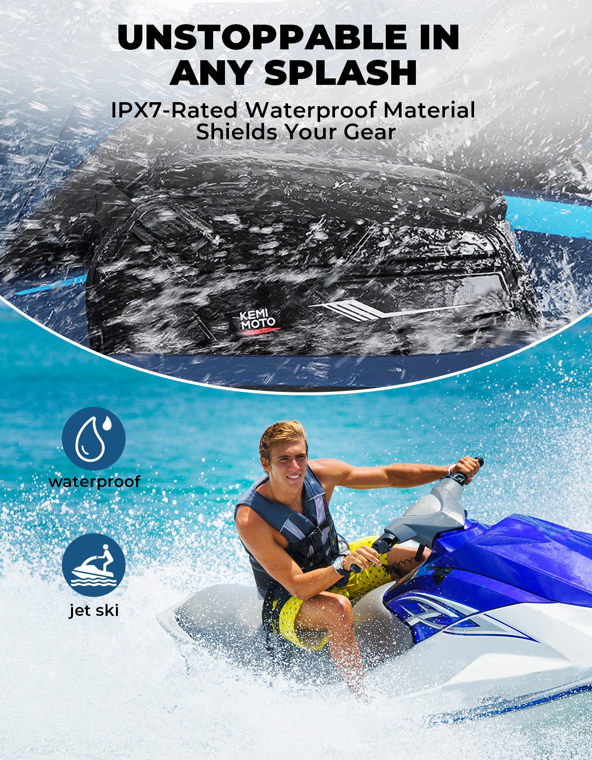 KEMIMOTO 2pcs Jet Ski Saddle Bag Side Bag Heavy Duty Waterproof Cooler Bag