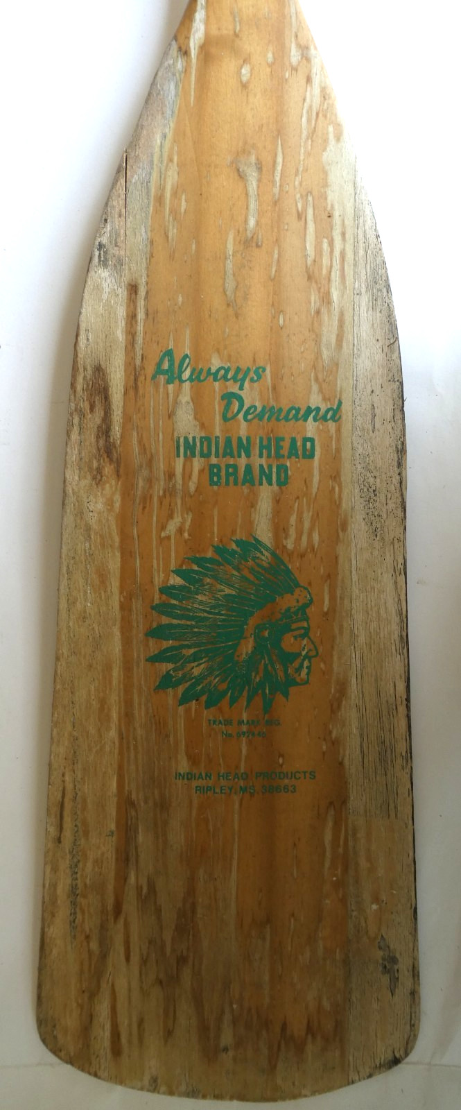 Indian Head Wood Canoe Paddle/Oar Green Paint 42″