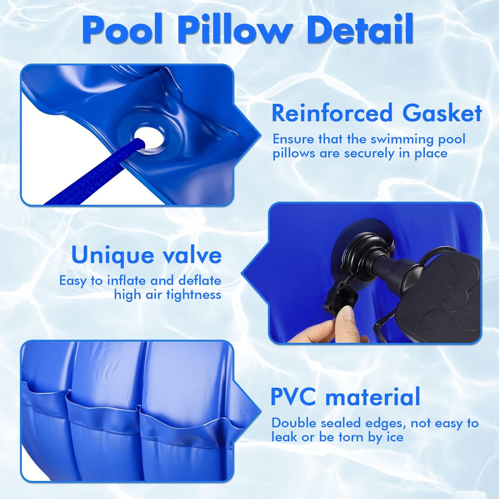 Pool Pillow Inflatable Air Pillow Water Bags 5 Ft 16 Pack 65 Ft Rope Above