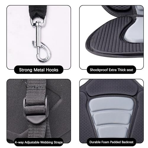 Kayak Seat with Back Support, Paddle Board Seat for 1 Pack-Black/Gray