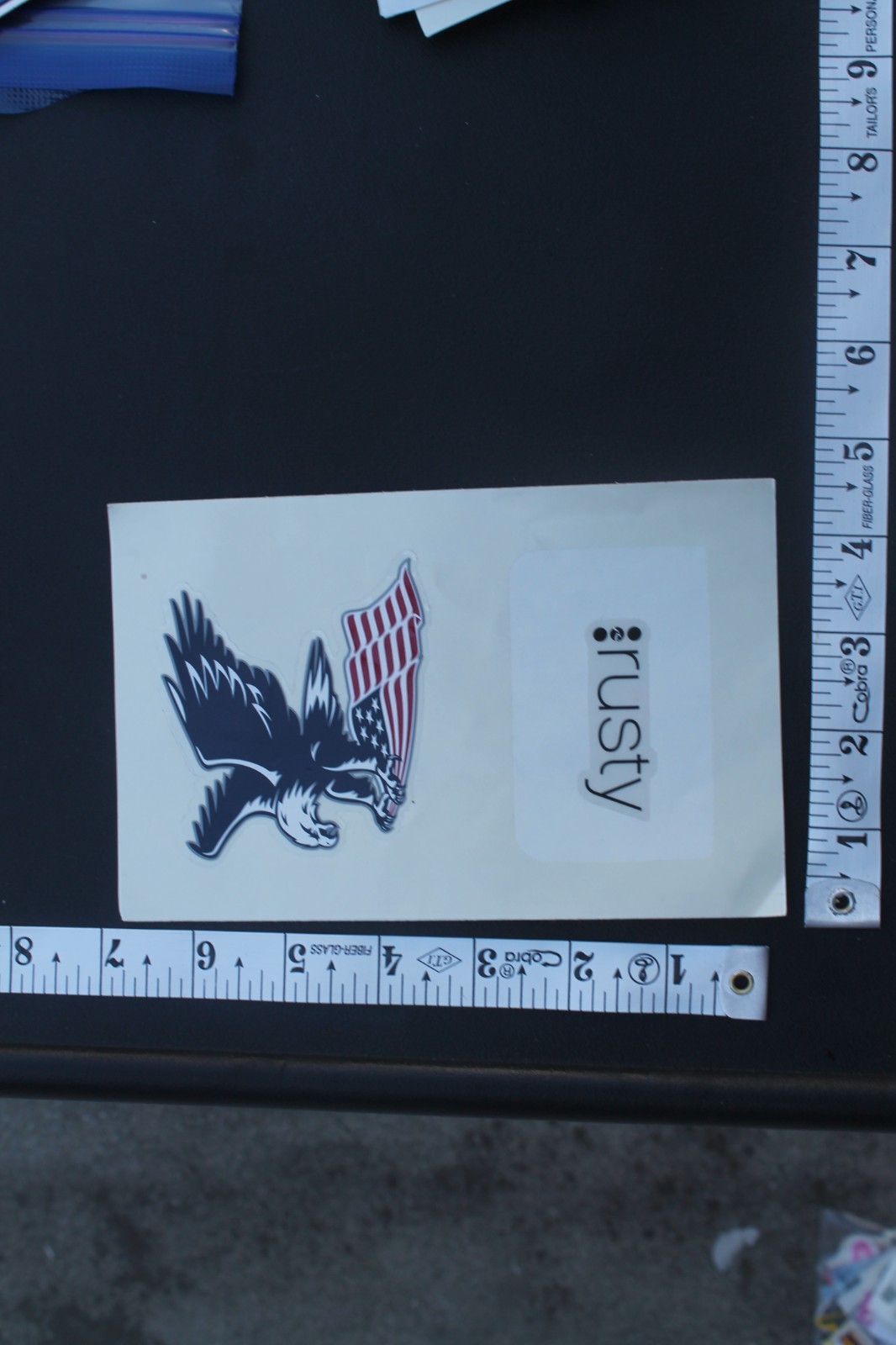 Rusty Surf Surfboards Eagle USA Flag OG V8B Vintage Surfing STICKER Sheet of 2