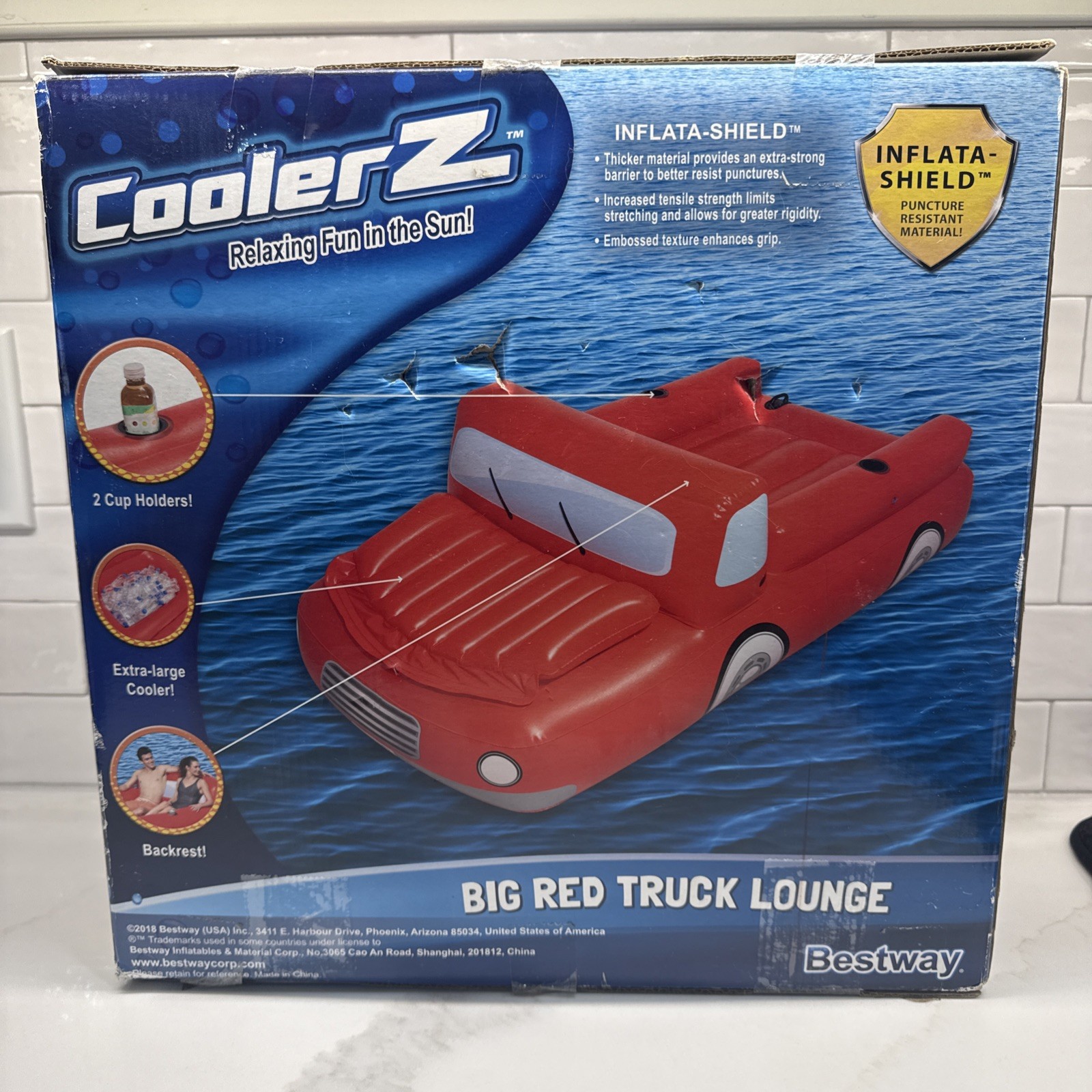 Bestway CoolerZ BIG RED TRUCK Over 9 ft Inflatable Party Water Float W/ Cooler!