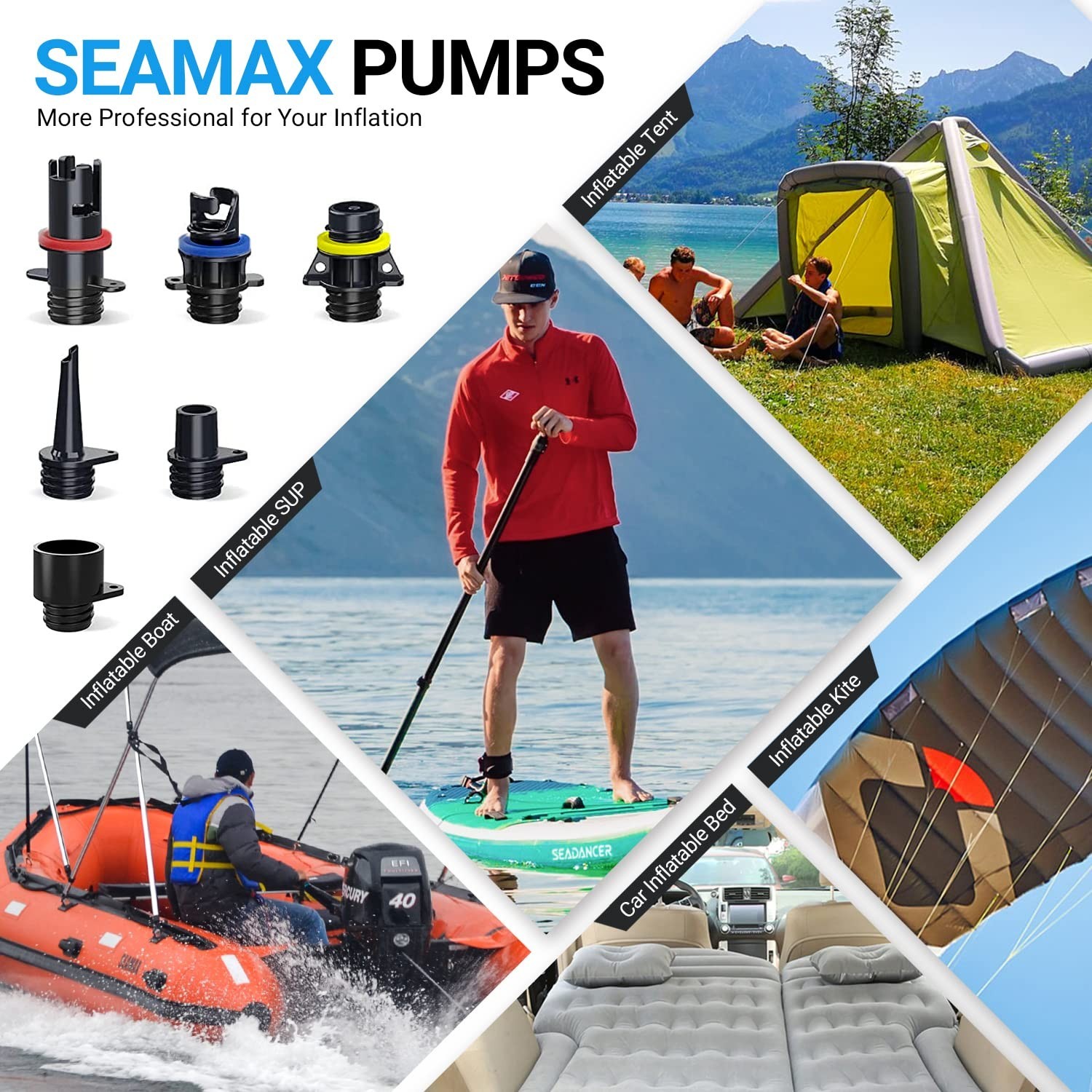 Seamax SUP20D 20PSI Double Stage Electric Air Pump for Inflatable SUP and Boa…