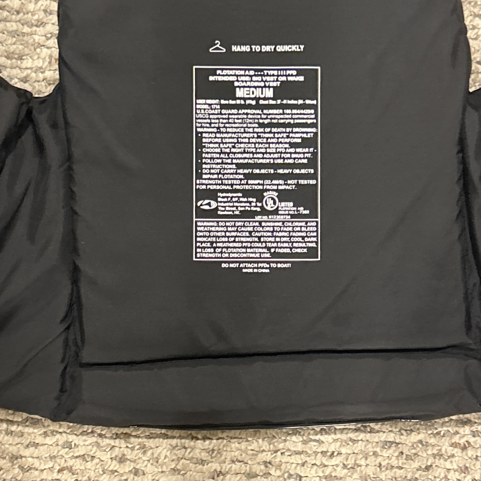 Sea Doo 1714 Ski Wakeboard Vest Unisex Size MED. Black Gray Pre-Owned