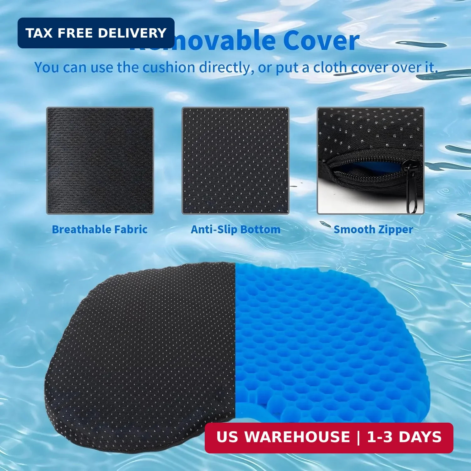 Anti-Slip Kayak Seat Cushion Waterproof Thicken Gel Boat Pad for Sit in Kayak Ch