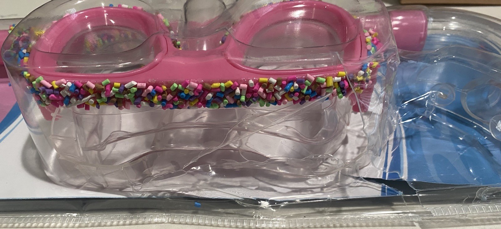 Kids Snorkel Set Pink W/Faux Sprinkles Girls Goggles Mouth Piece Swim Cute 3+