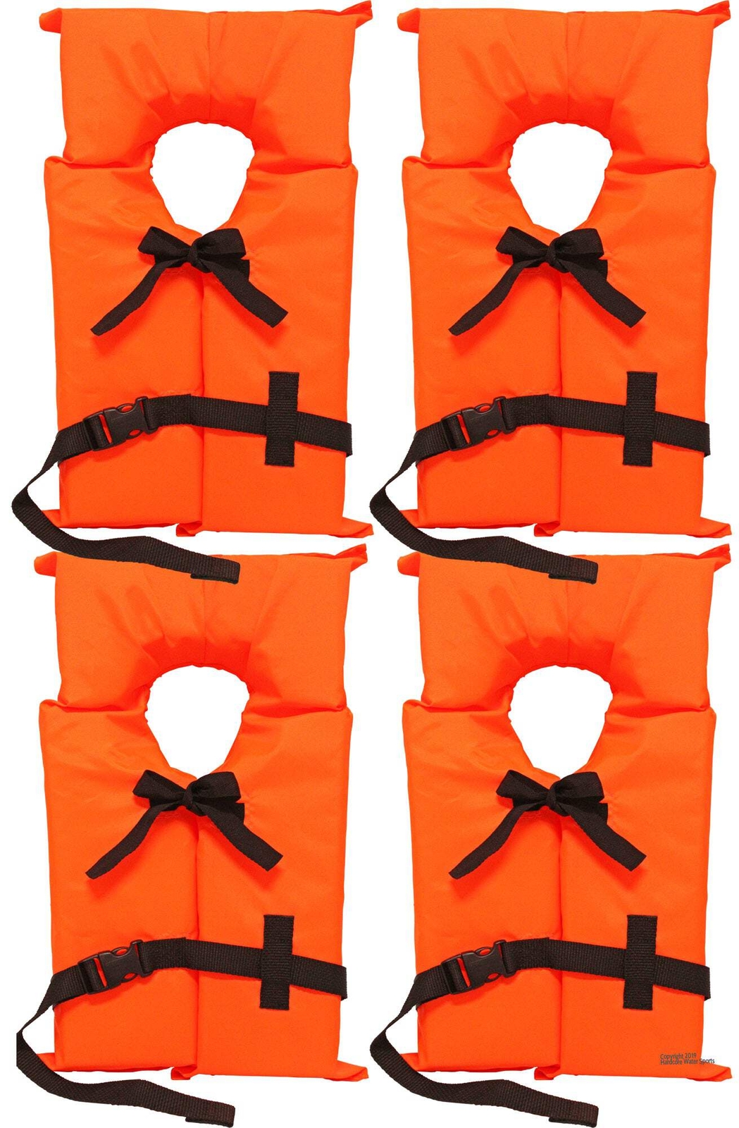 4 Pack Coast Guard approved life jackets for adults. High visibility color Type
