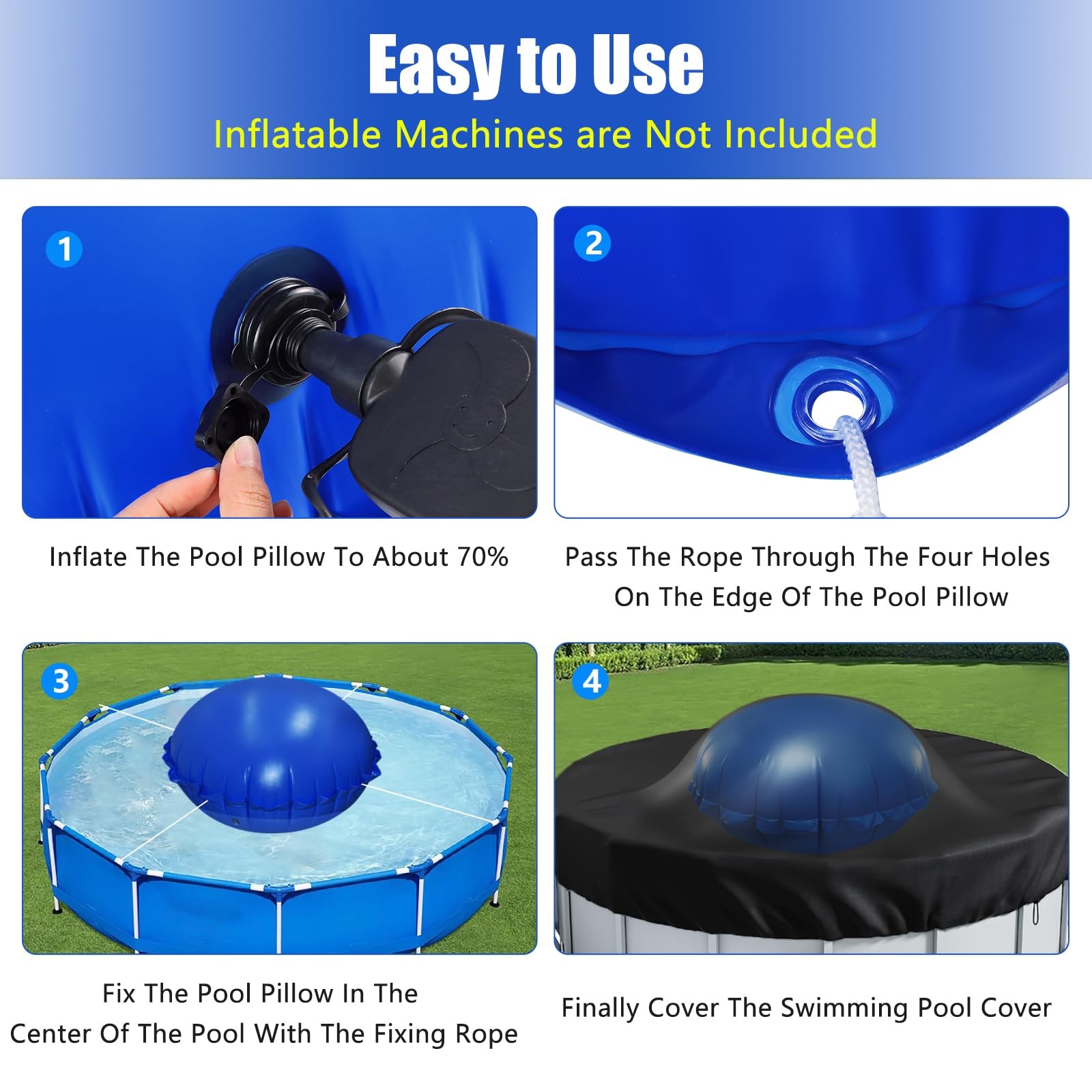 6ft Dia Pool Pillows, Pool Pillow, Inflatable Pool Pillows for Above Ground P…
