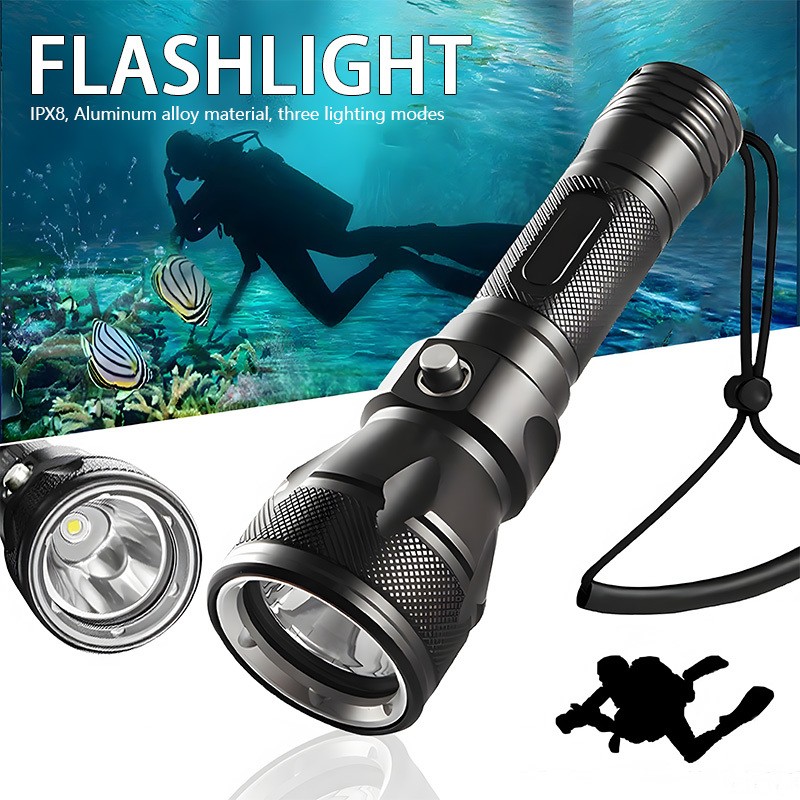 Portable Diving LED Flashlight Bright Aluminum Alloy Professional Handheld Light