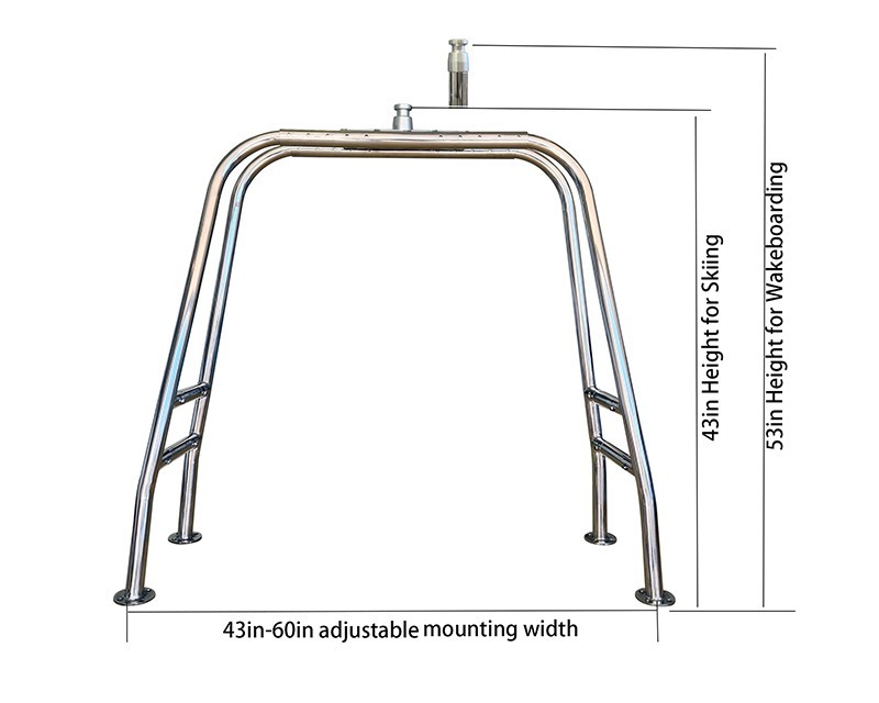 Origin SS Pontoon Boat Multipurpose Mini Ski/Wakeboard Tower W 43-60″ Defect