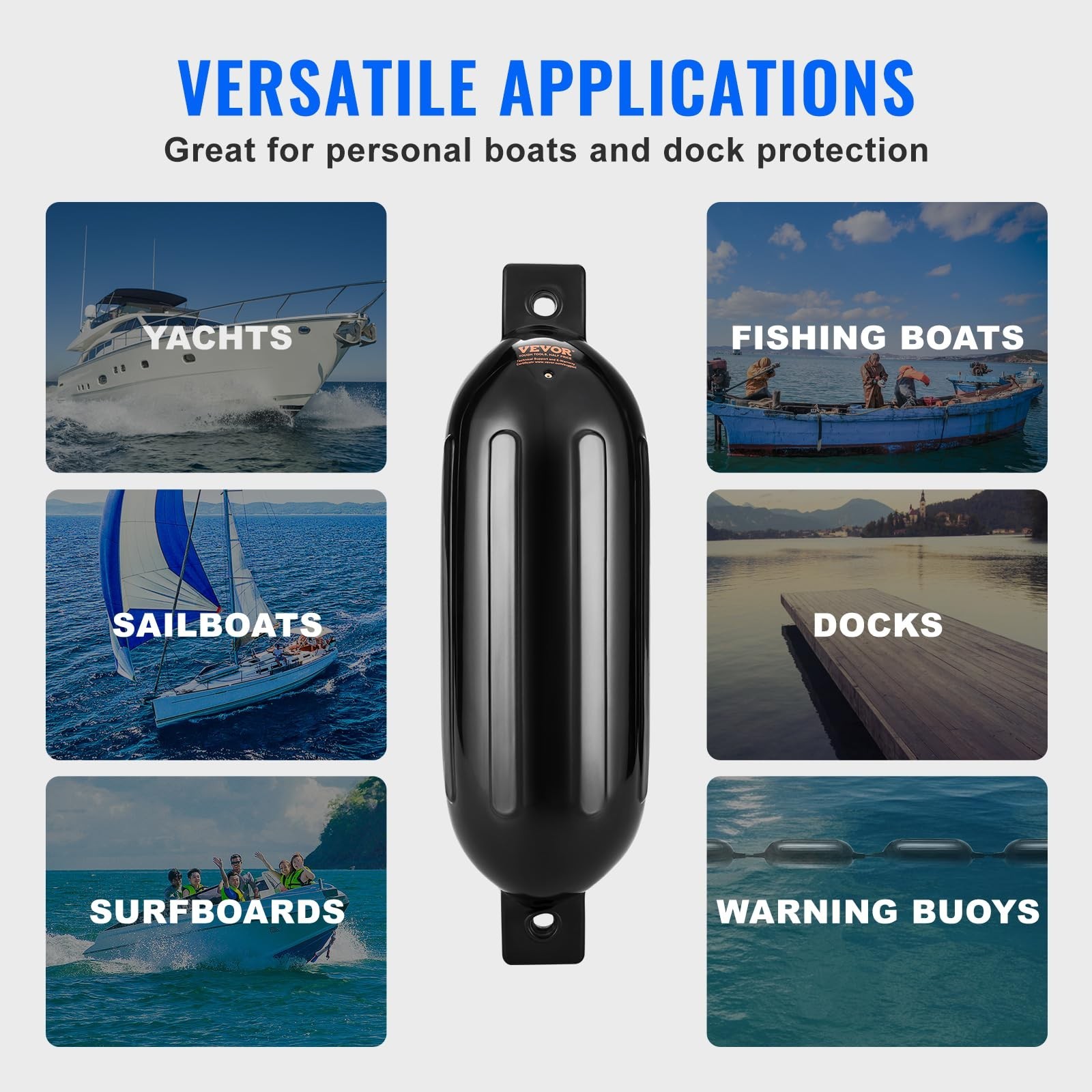 Inflatable Boat Fenders 5.5″ x 20″ – Ribbed Dock Bumpers with Air Pump, Marine S
