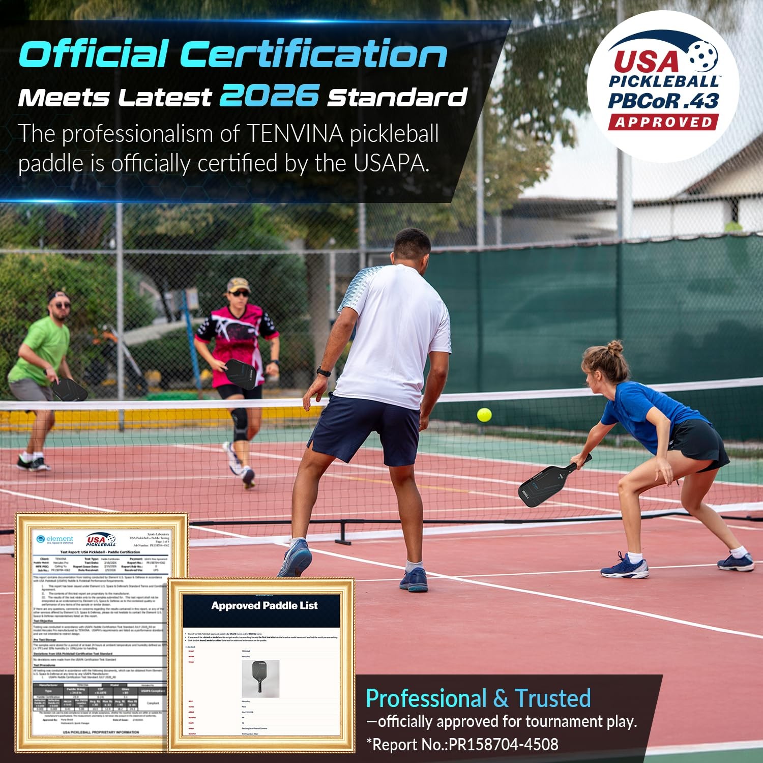 Nhyhn Tenvina Pickleball Paddles Set Of 2 Multi-Layer T700Sc Textured Carbon