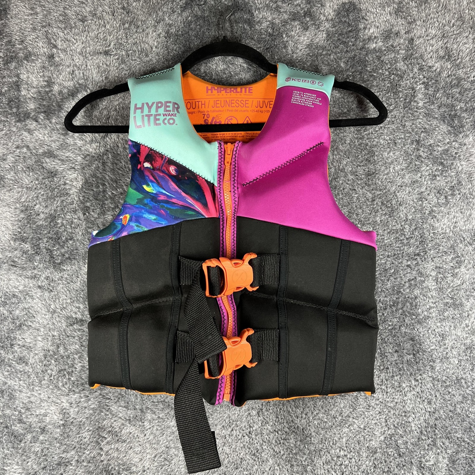 Hyperlite Life Vest Youth Purple Pink Black Level 70 USCG Buoyancy Wake 3237