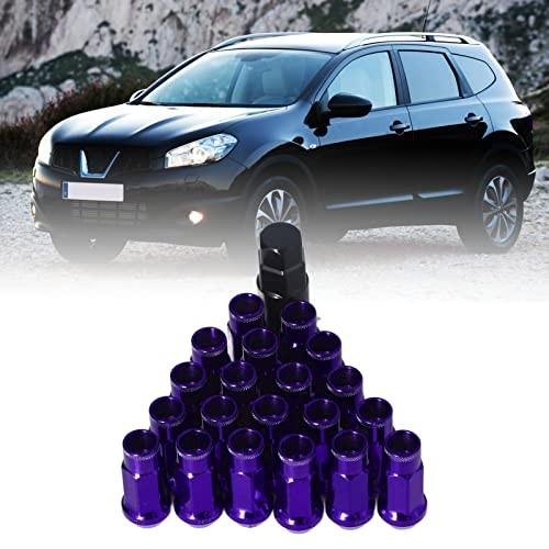 20PCS M12x1.25 Wheel Lug Nuts, for, Chrome Plated Steel, Hex Design, Purple