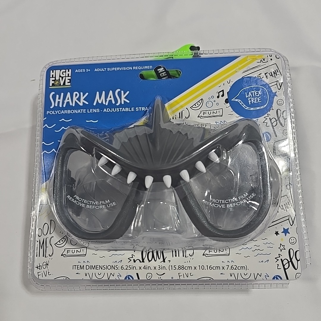 High Five Shark Mask Swim Goggles Mask Latex Free Kids Sealed Shark Teeth Dive