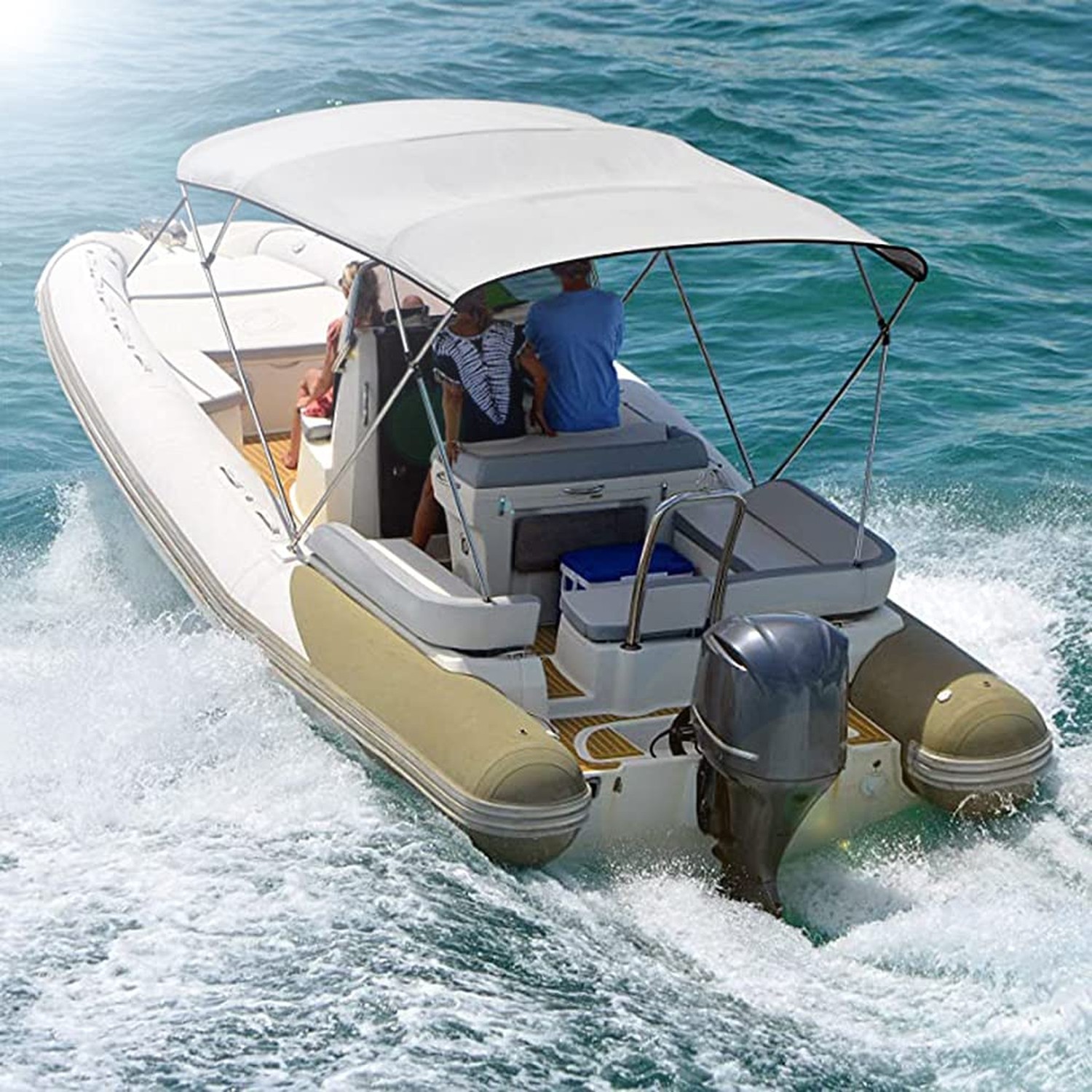 Bimini Top Fabric Replacement Canvas Canopy – 4 Bow Cover for Boat With Stora…