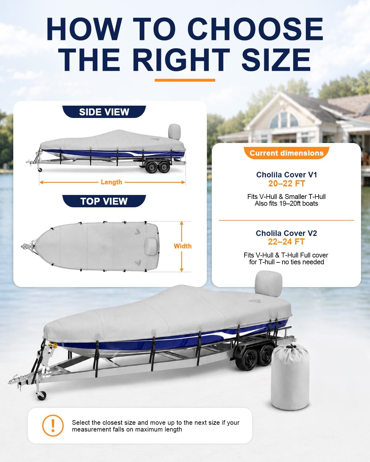 Cholila 20-22FT Trailerable Boat Long (Beam Width 102″), Dolphin Gray