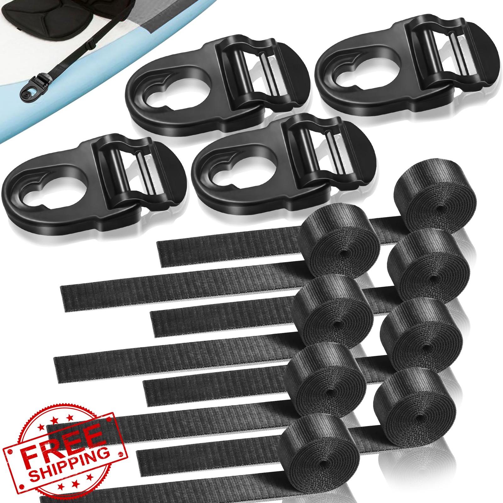 HLOGREE Kayak Seat Clips 4Pcs Straps 8Pcs