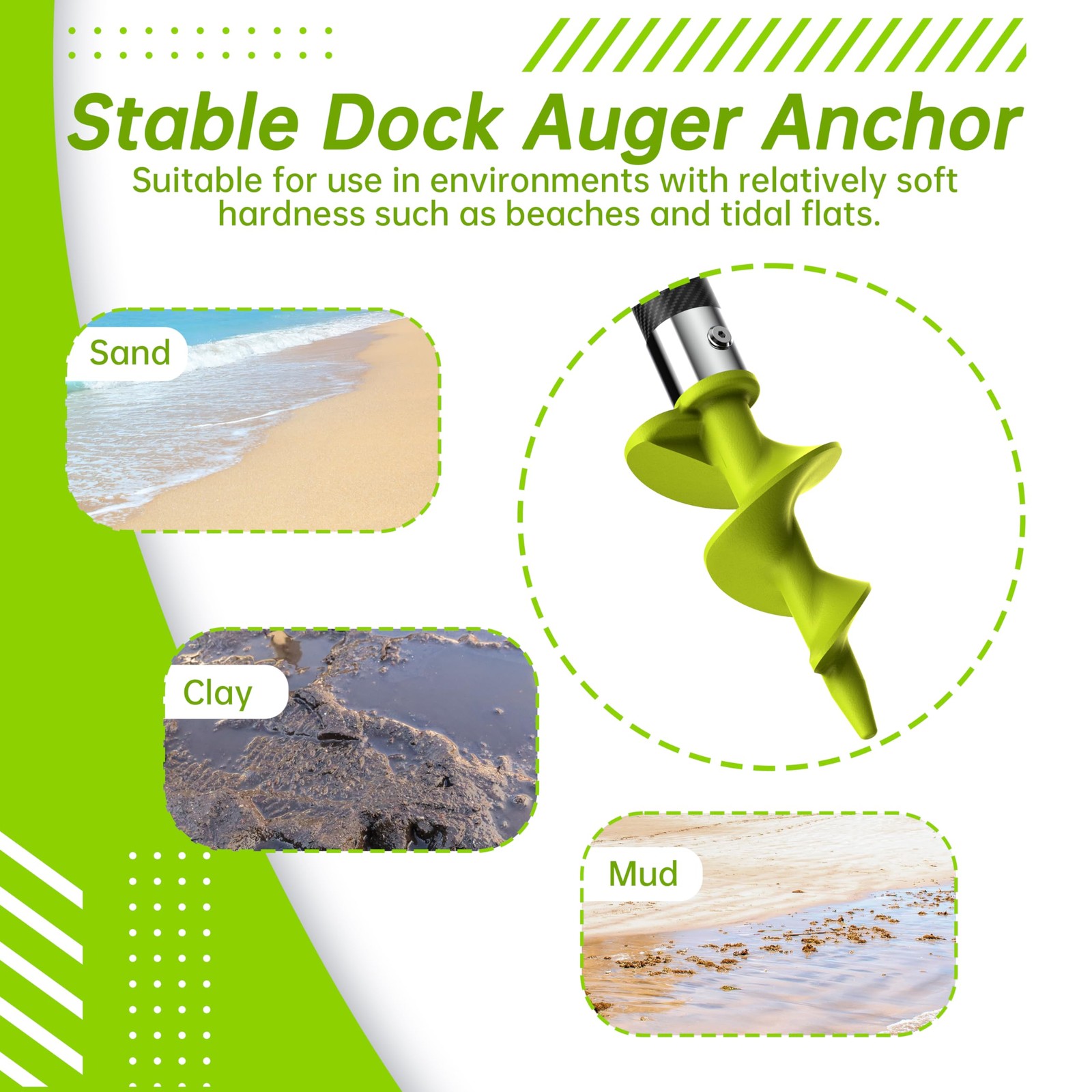 40″ Boat Sand Anchor, Carbon Fiber Shallow Water Sand Anchor with T-Handle & …