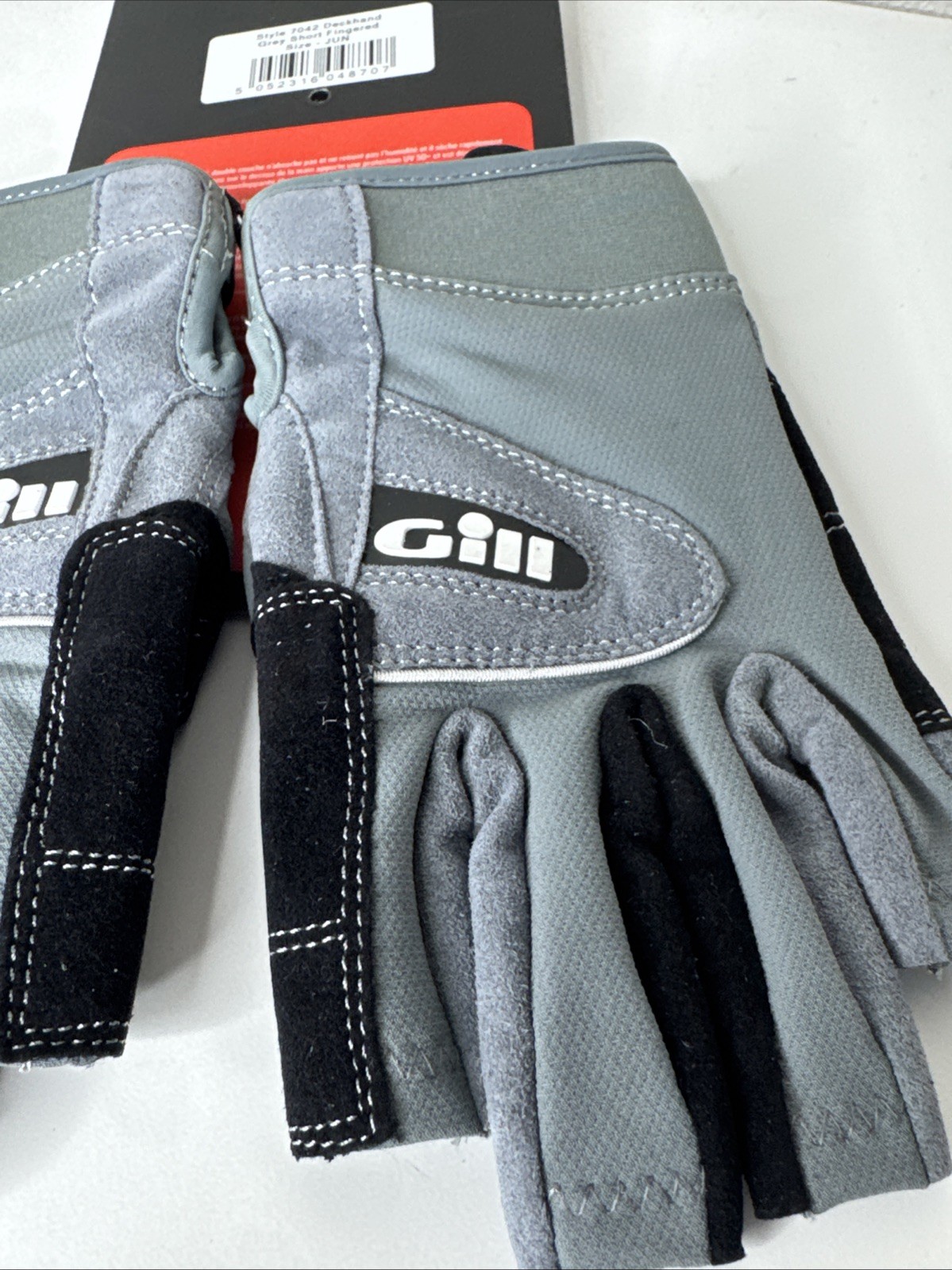 New Gill Junior Deckhand Sailing Gloves Short Finger Black Gray #7042J Childrens