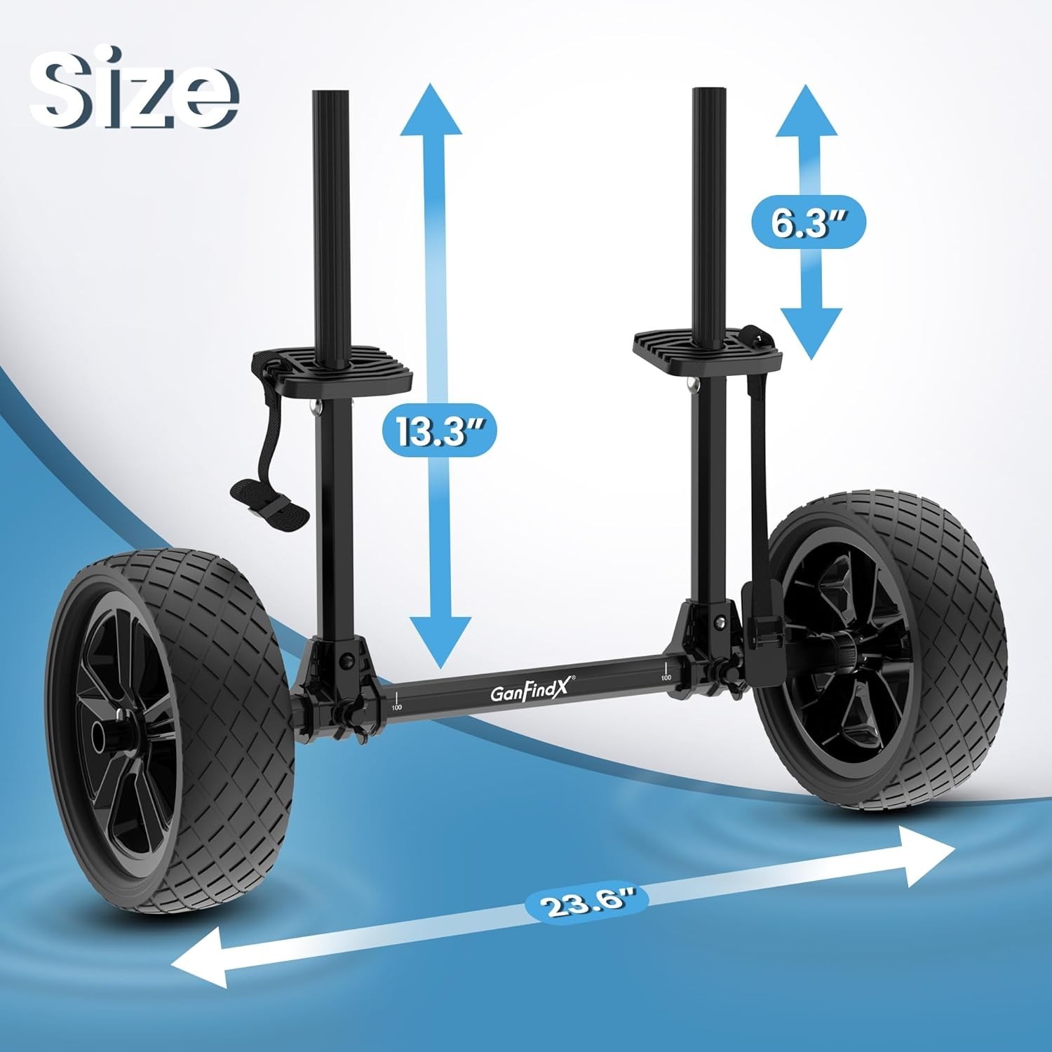 Heavy Duty Kayak Cart Adjustable Foldable Trolley with Solid Durable Wheels P…