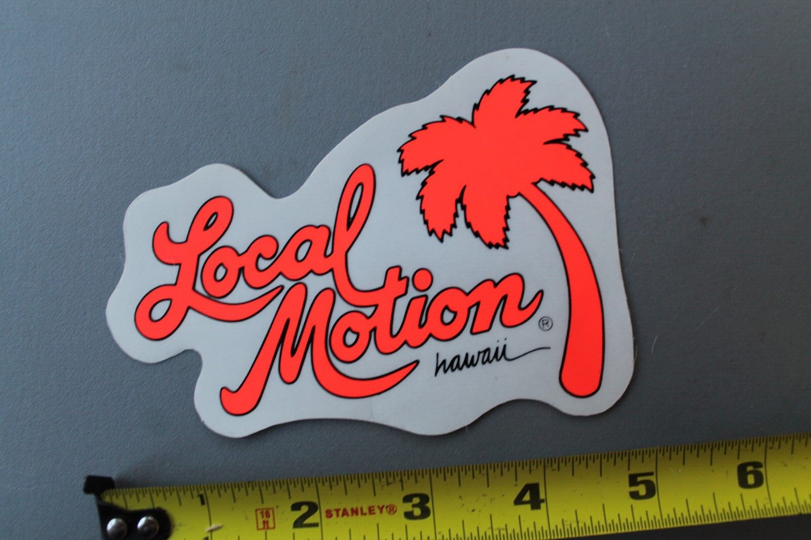 LOCAL MOTION Hawaii Surfboard Clear Neon Orange LM3 80’s Vintage Surfing STICKER