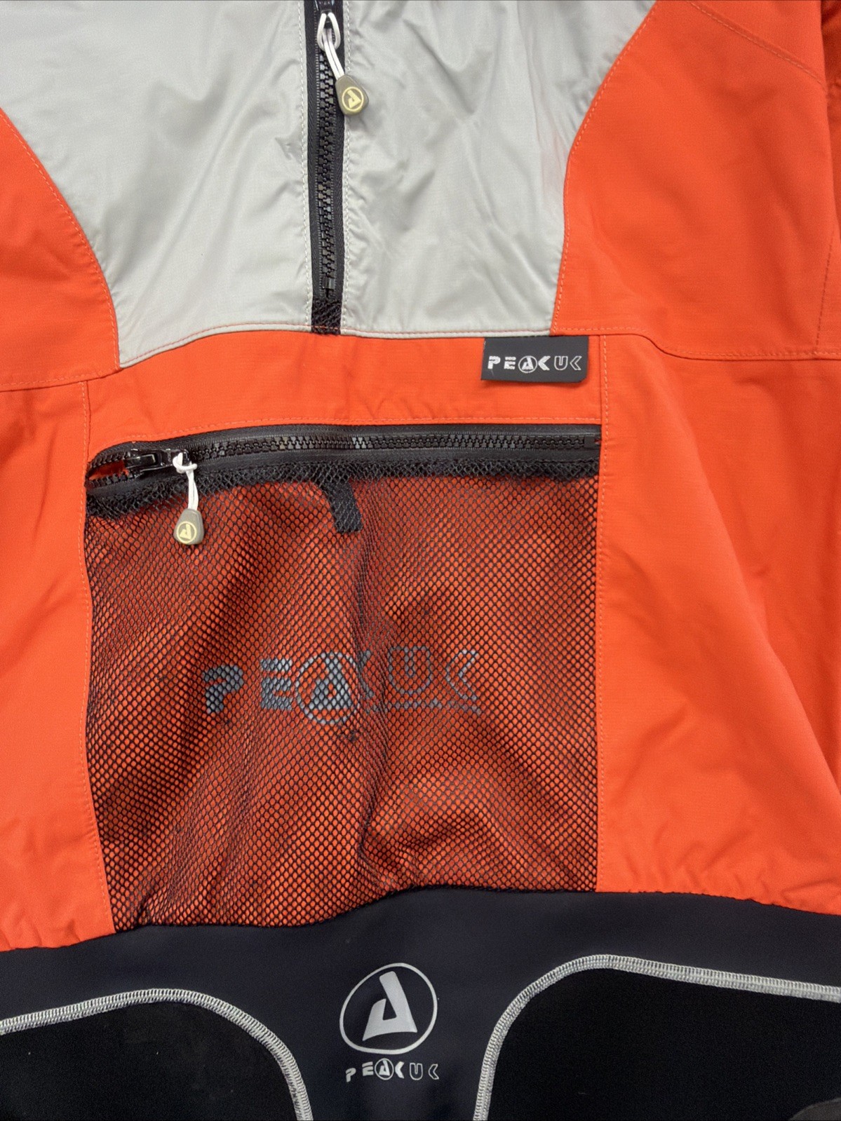 Peak X3 UK Whitewater Kayaking CagouleJacket Orange Grey Waterproof 1/2 Zip EUC