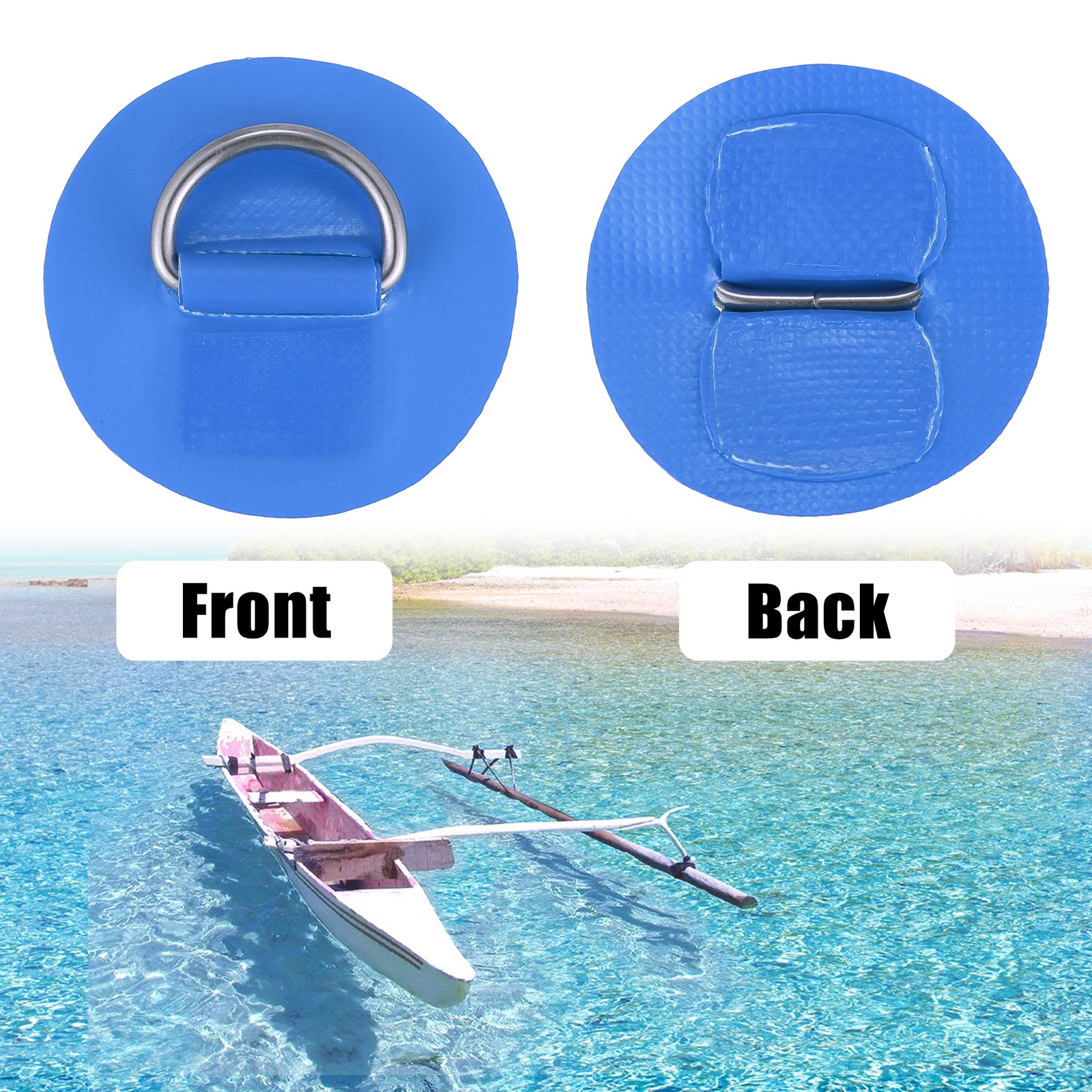 6pcs 6cm Blue D Ring Patch PVC Stainless Steel Round Shape Pad for Surfboard