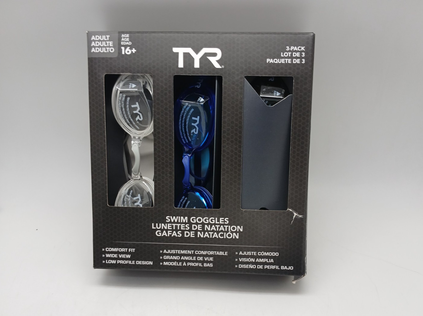 TYR Watertight Adult Swimming Goggles Set Anti Fog UV Protection Adjustable