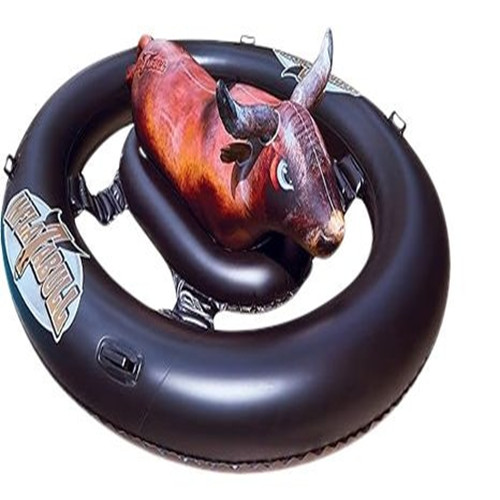 Inflatabull Inflatable Bull Ride-On Pool Float w/ Black Circular Tube