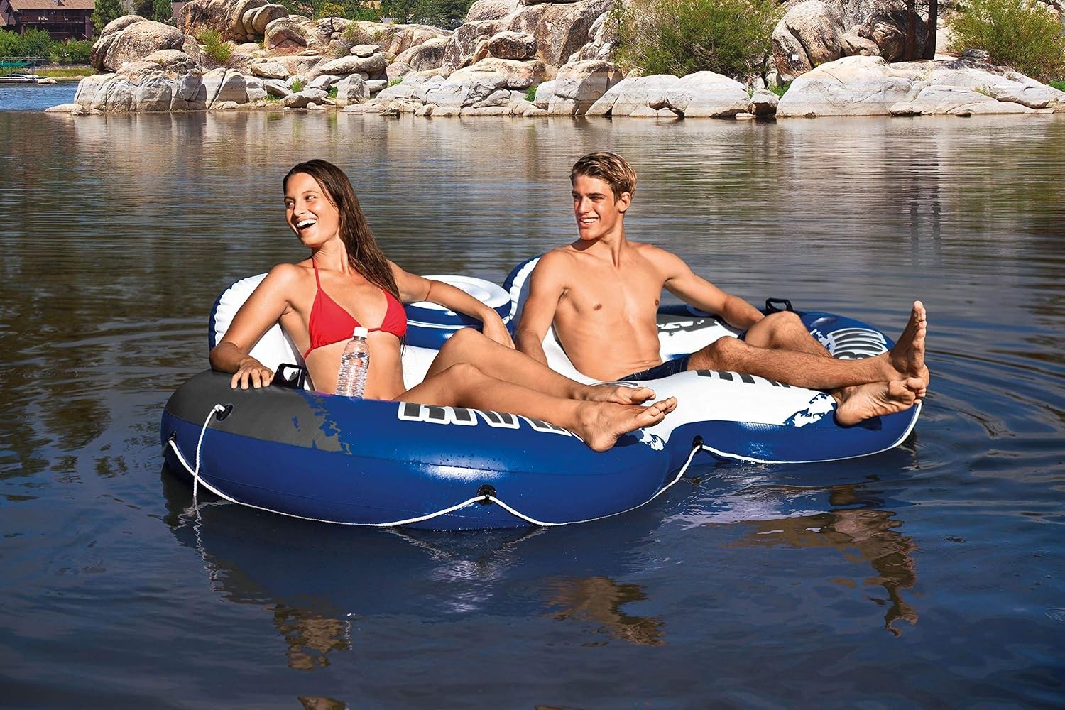 Inflatable 2-Person Tube River Run-II W/Cooler Pool Lake Floating Lounge