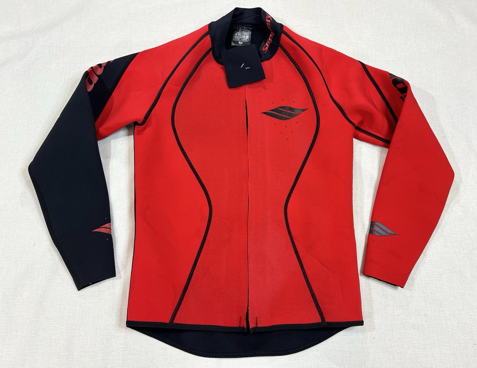 Slippery Wetsuit Short Sleeve + Jacket 2 Piece Neoprene Red Black Unisex Small
