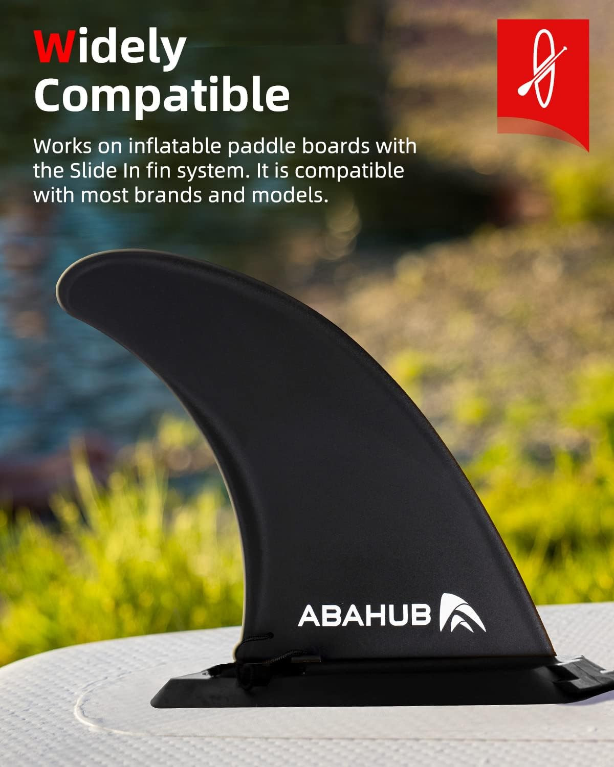 Abahub 9/10” SUP Single Center Fin with 1 Fin Screw, Fiberglass Reinforeced 9/1