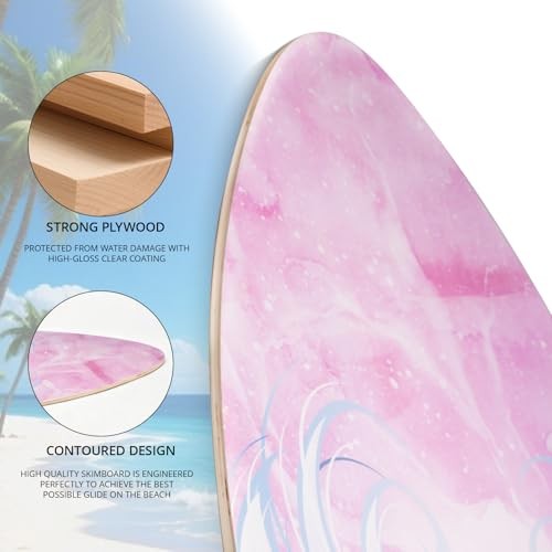 Skimboard 35 Inch Skim Boards for Beach Adults ＆ Kids, High Gloss Coat Wooden