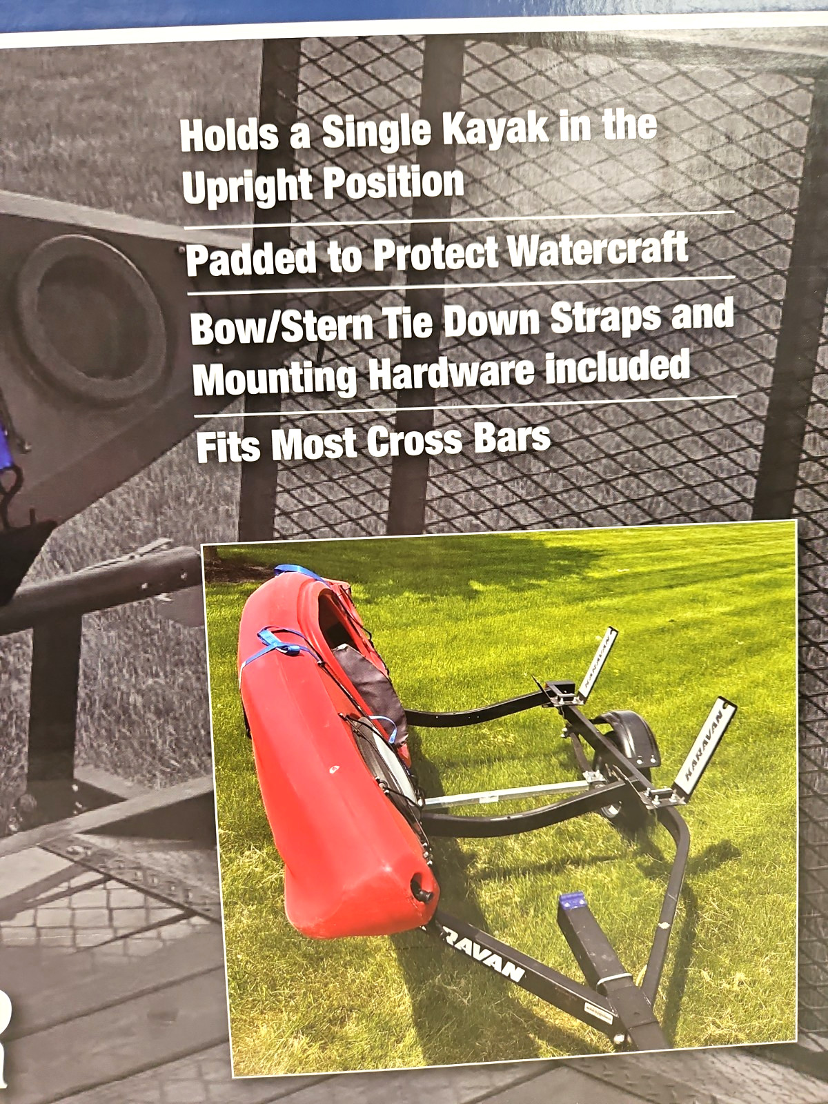 Karavan Kayak Carrier Rack Kit Holds Single Kayak Fits Most Cross Bars