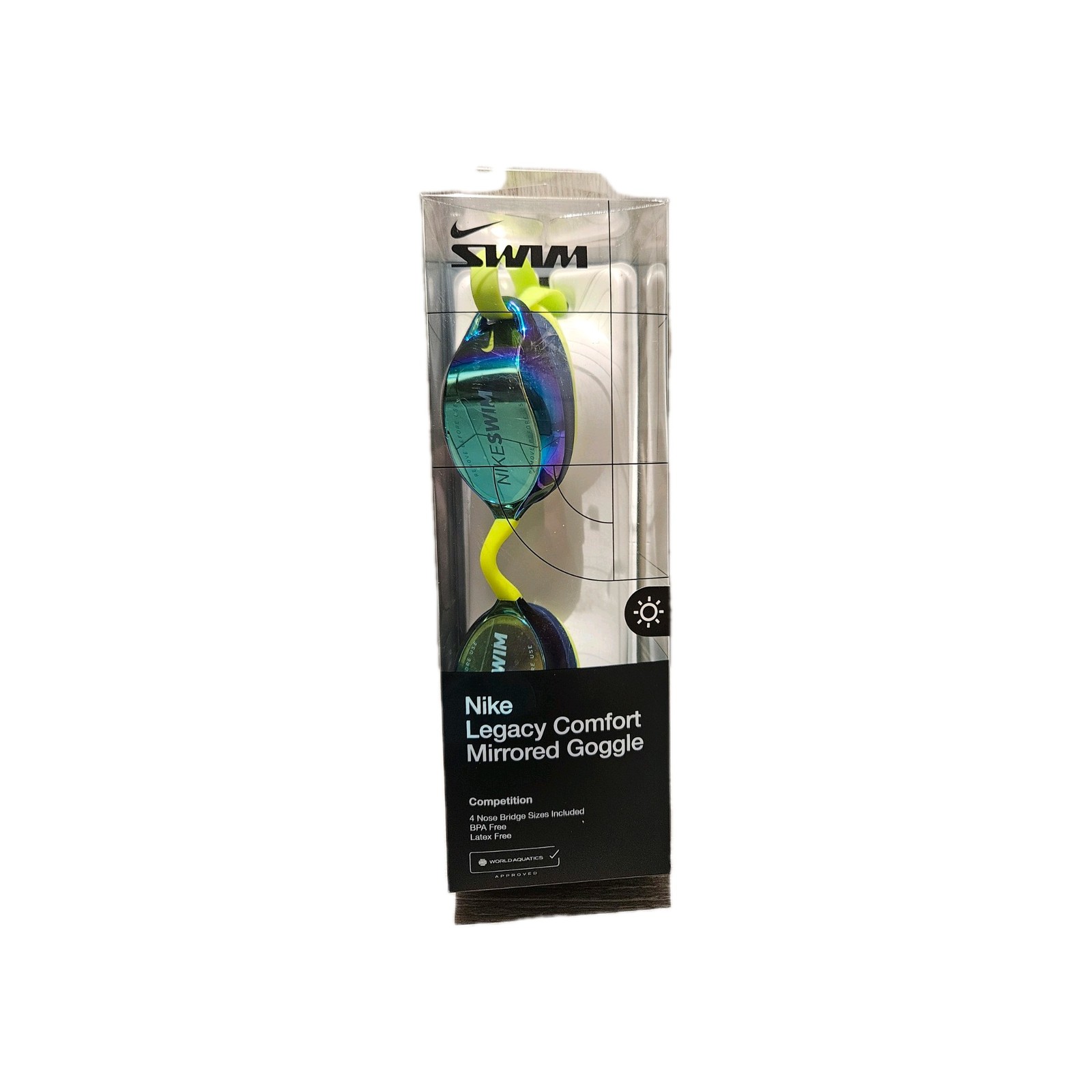 Nike Swim NESSF132 Legacy Comfort Mirrored Goggle Fluorescent Green