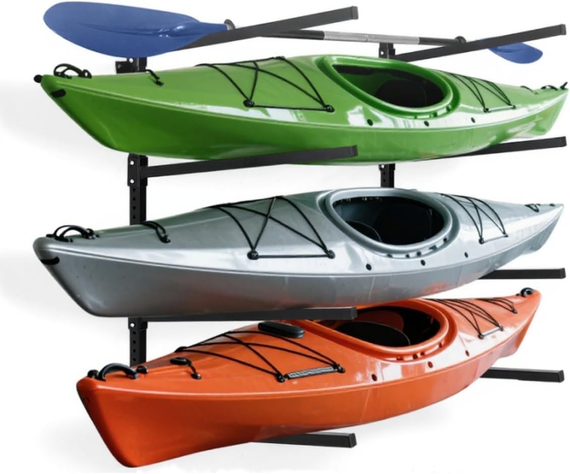 Garvee Wall Mounted Kayak Rack for 4,Adjustable Kayak Wall Mount Rack 400 LBS