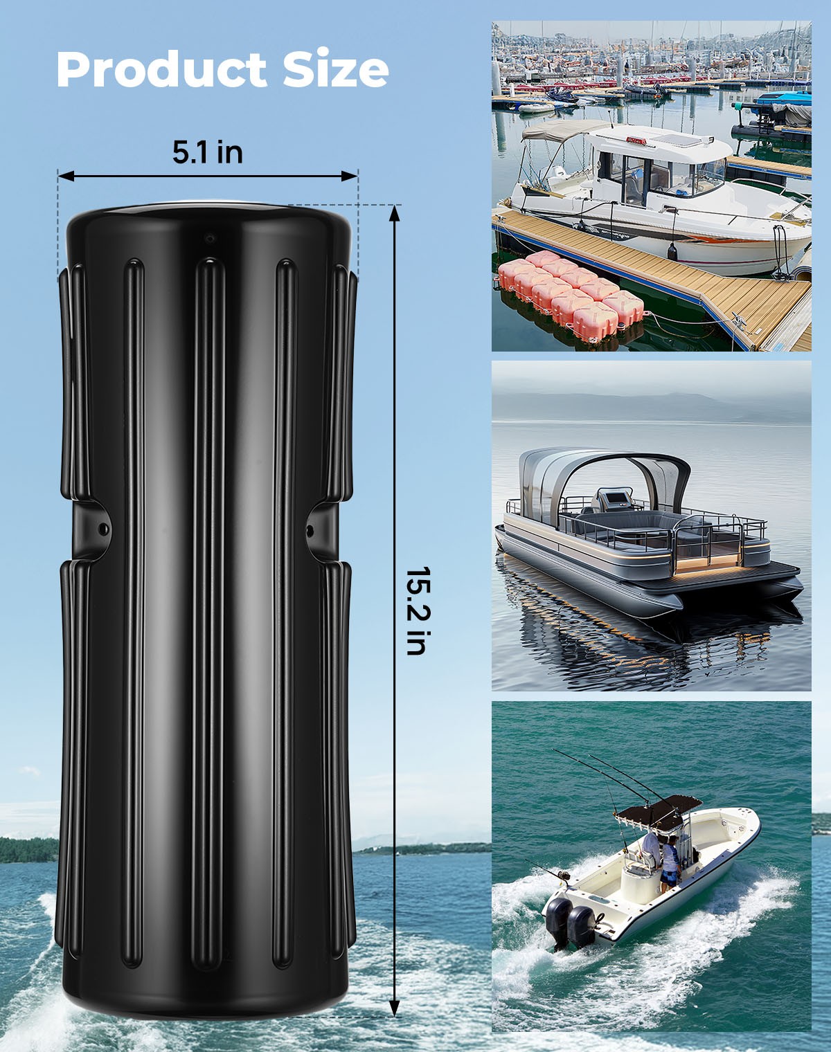 KEMIMOTO 2PCS Dock Bumpers Boat Dock Bumpers Marine Fenders for Edge or Side