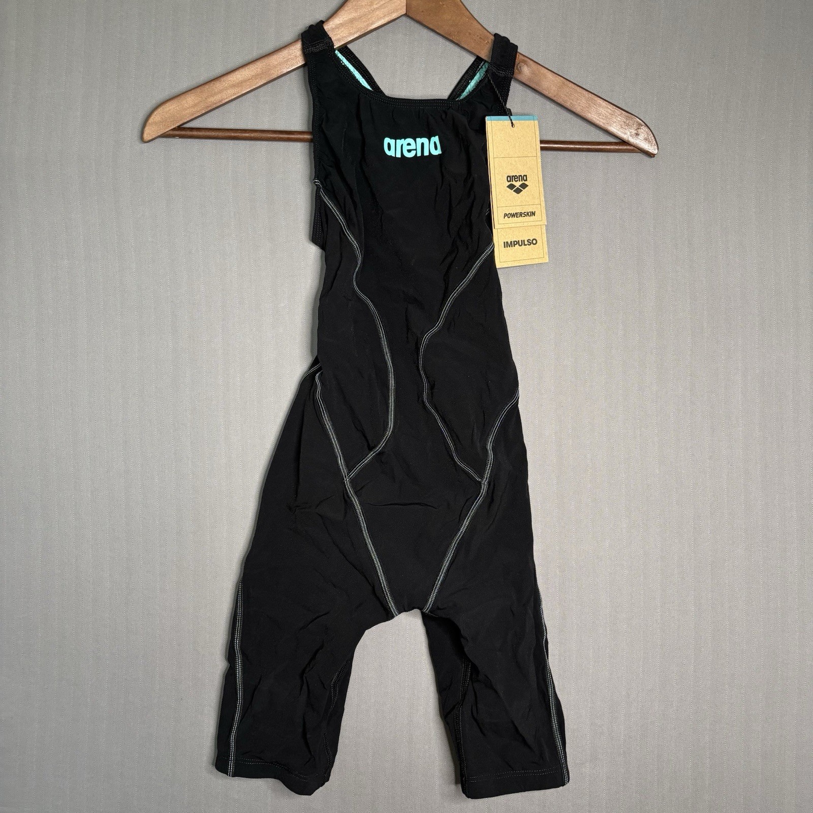 Arena Women’s Powerskin Impulso Open Back Racing Suit, US Size 26, Black/Teal