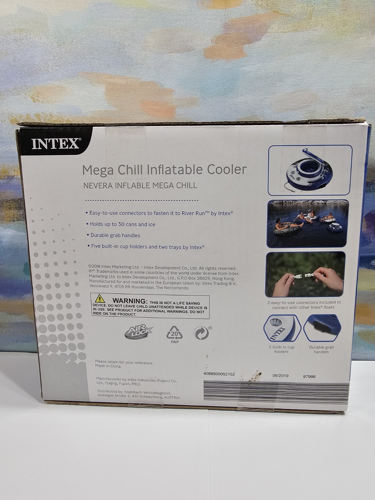 Intex Mega Chill, Inflatable Floating Cooler, +/- 33″ Diameter 30 can capacity