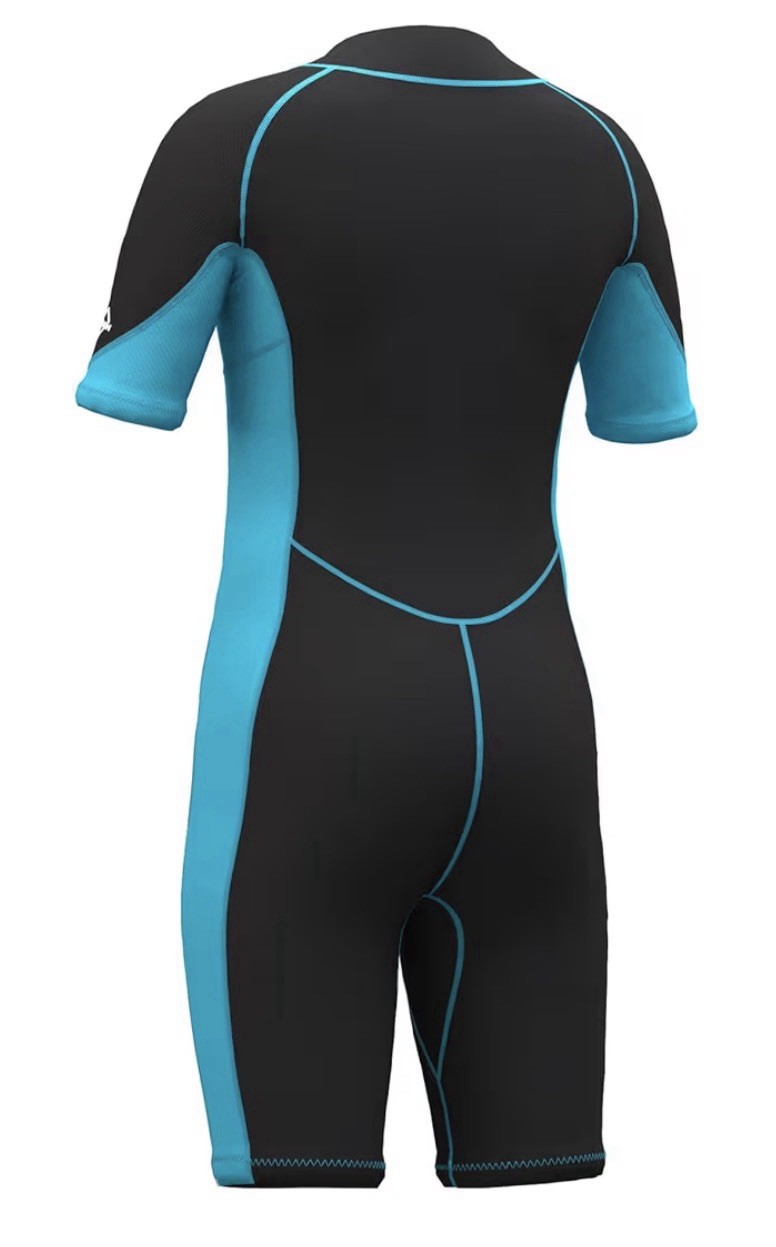 Hevto Kids Wetsuit XL 14-16 2mm Shorty Front Zip Swim Surf Blue