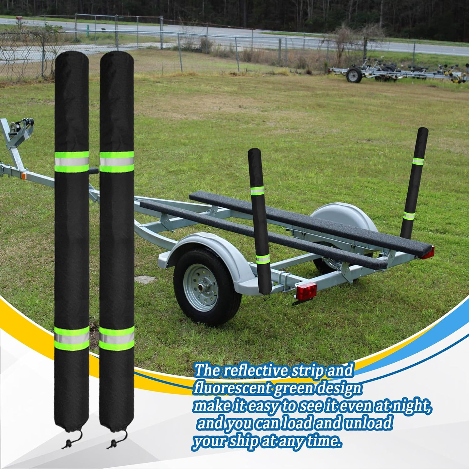 36 Inch Thickened Foam Boat Trailer Guide Pole Pad and Cover with Capped End and