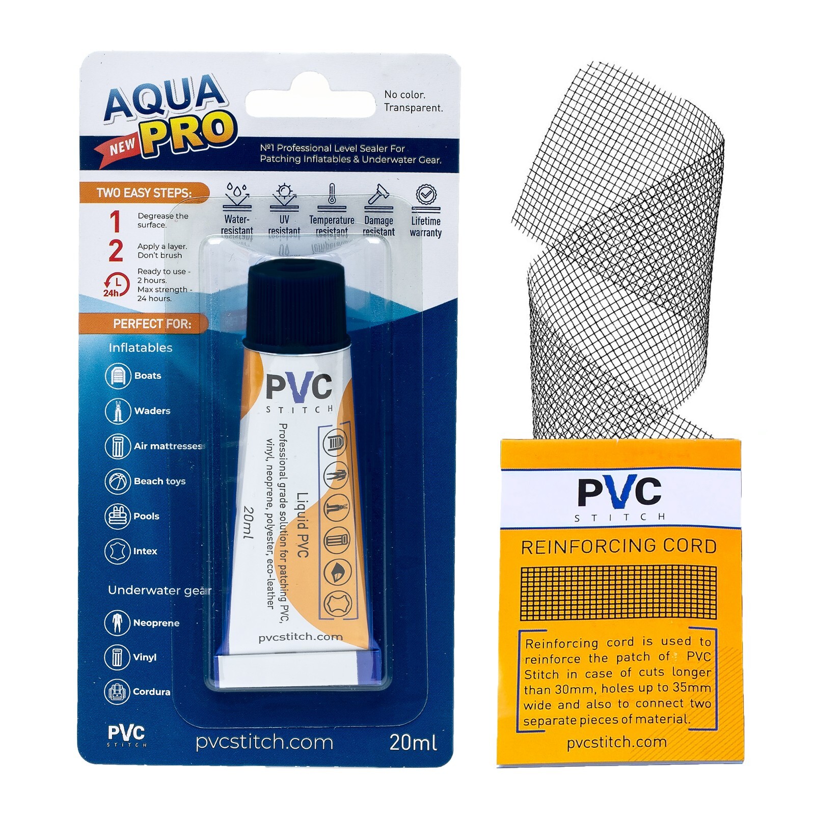 Aqua PRO Black Repair Kit for Inflatables & Underwater Gear | Black Color